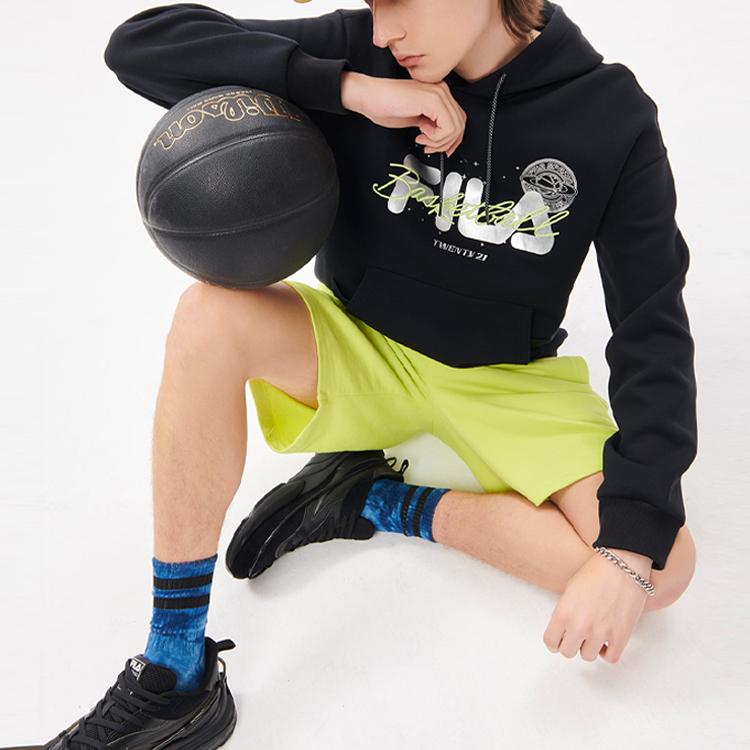 Fila Fusion Letter Print Loose Sports Hoodie Men hoodies Black T11M135206F-BK