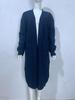 Solid Color Women's Knitted Mid-length Cardigan with Pockets