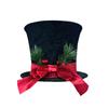 Christmas Tree Top Hat with Red Bow and Festival Ribbon
