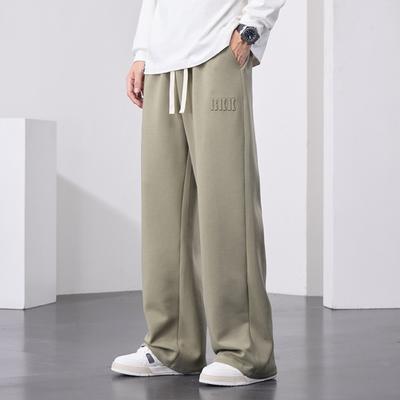 Men's Straight Sweatpants Wide Leg Cotton Track Pants Drawstring Letter Sports Baggy Pants Casual Long Trousers Big Size 8XL