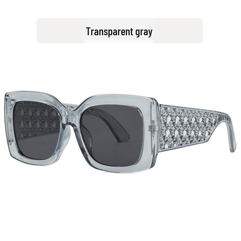 

Large Frame Women s Avant-Garde Square Sunglasses with Printed Legs - Trendy Fashion As Shown