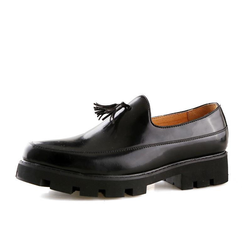 

Autumn new men s foot tide shoes Korean version pointed business break platform small leather shoes meleather shoes 38 чёрный