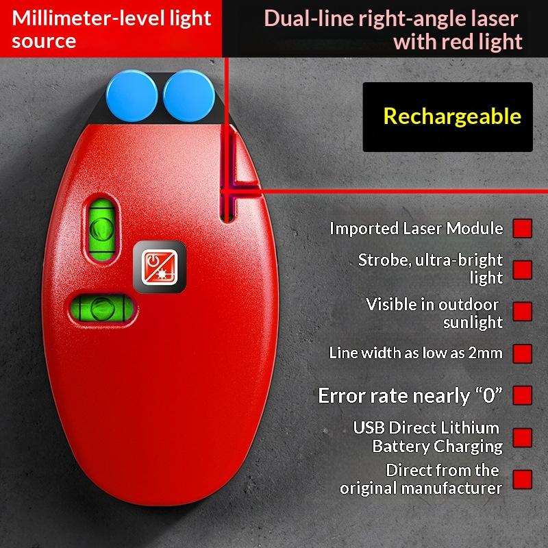 Mouse Shape Laser Level 90 Degree Right Angle Laser Line Level Strong Magnetic Base For Wall Hanging Construction Layout