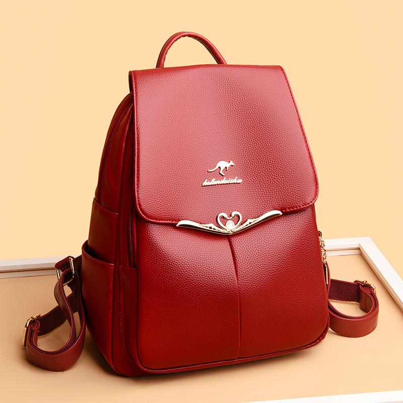 Soft Leather Backpack Women's Backpack Large Capacity Travel Mother Bag