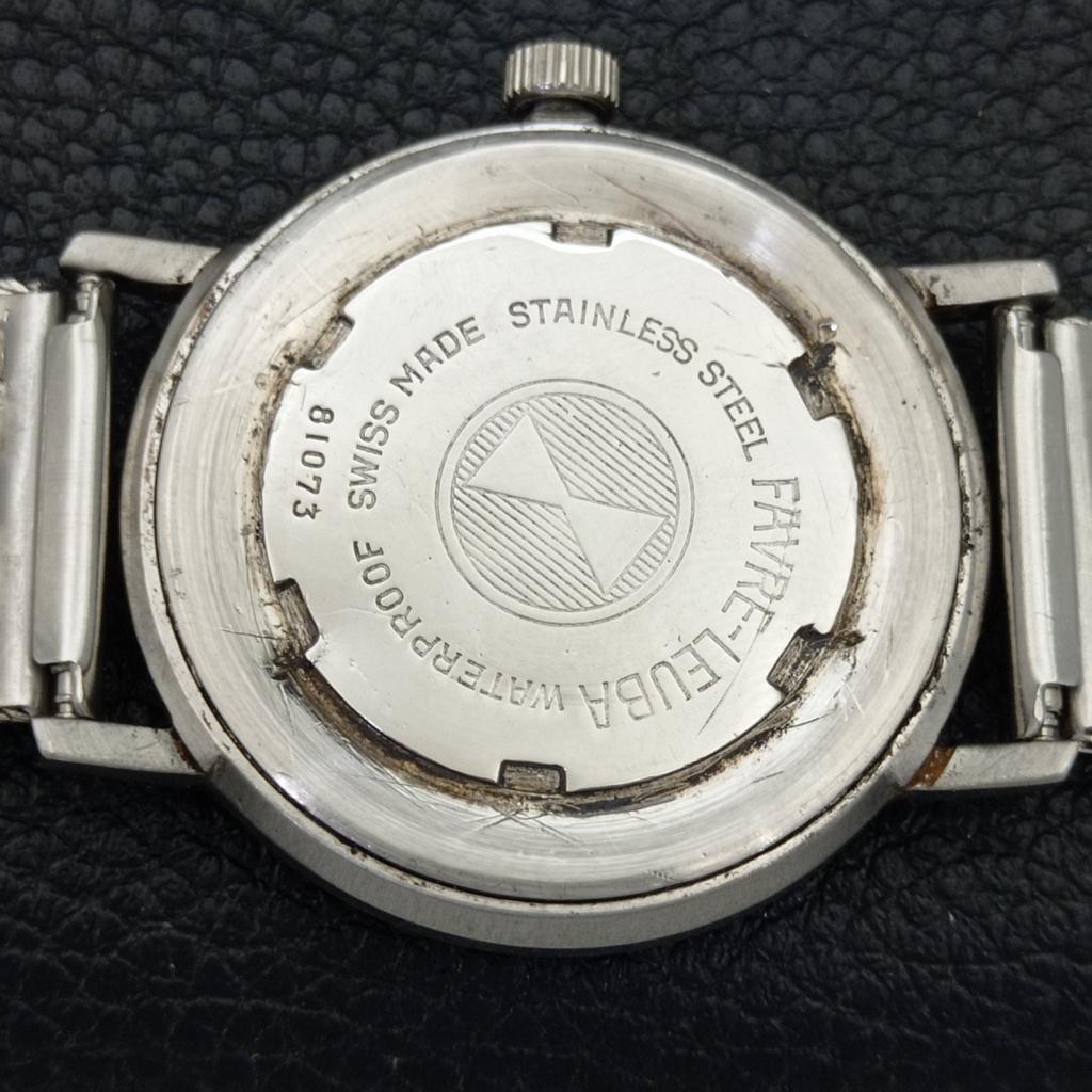 HAND-WINDING VINTAGE FAVRE LEUBA 253 TWIN POWER SWISS MENS GREEN WATCH A702049-5 R208-a702049