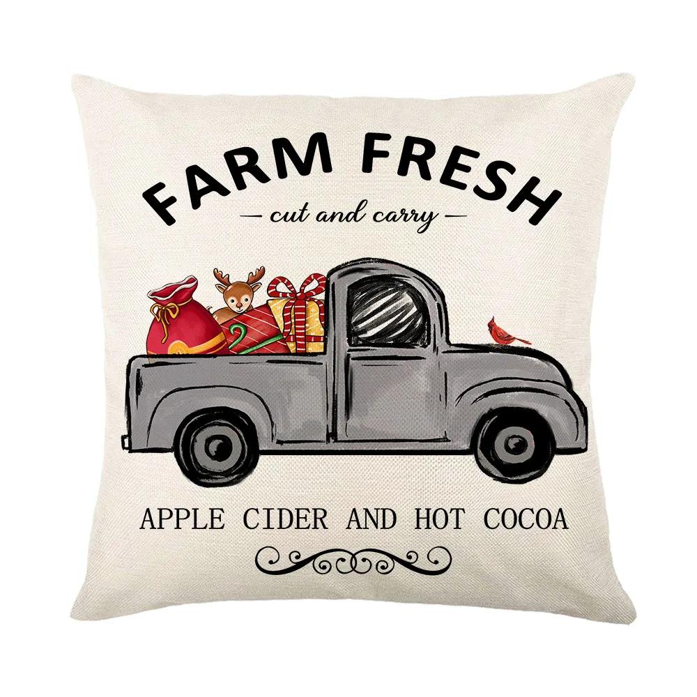 Christmas Pillow Cover 18X18 Inches Linen Pillow Case Xmas Ornament Party Decorations Couch Cushion Cover Home Decor Pillowcases