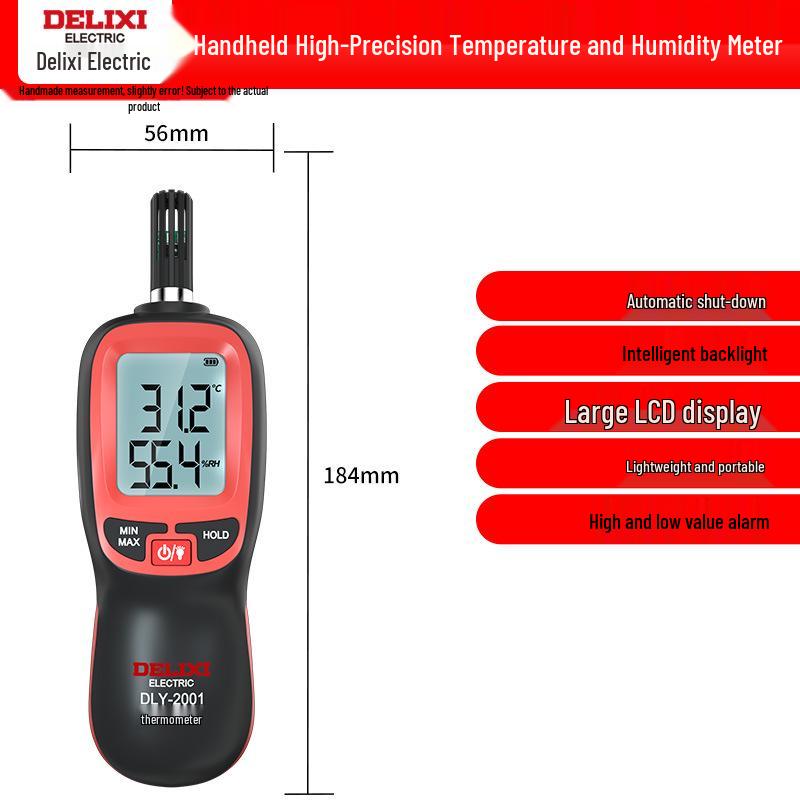 

Delixi Высокоточный портативный термогигрометр для измерения температуры и влажности в помещении
