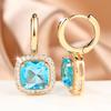 Elegant Female White Blue Stone Square Hoop Earrings Trendy Fashion Gold Color Wedding Jewelry For Women