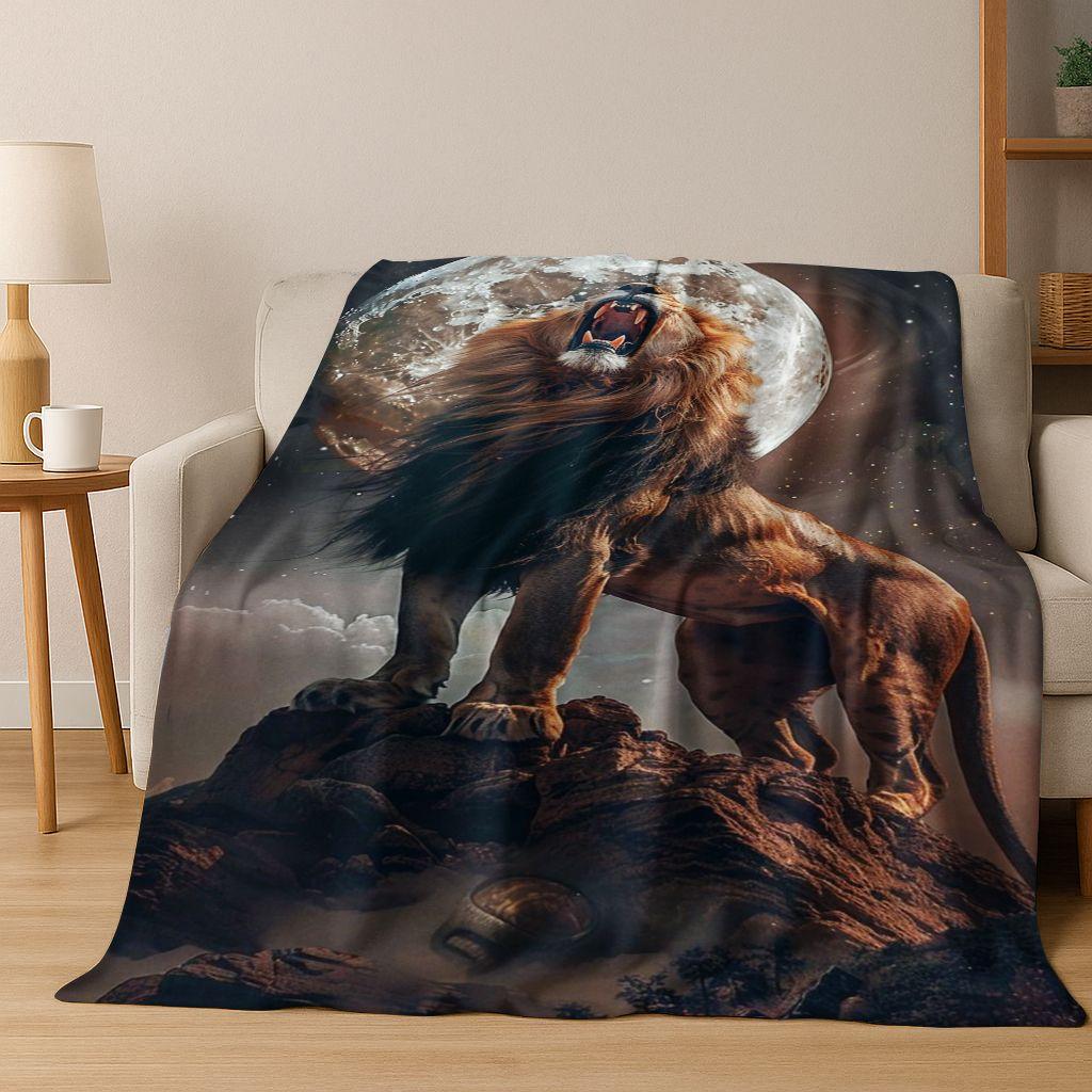 26 Style Wild Animal Lion Beast Cartoon Flannel Blanket,Warm Cozy Soft Throw Blanket for Home Bedroom Bed Sofa Picnic Cover Kids