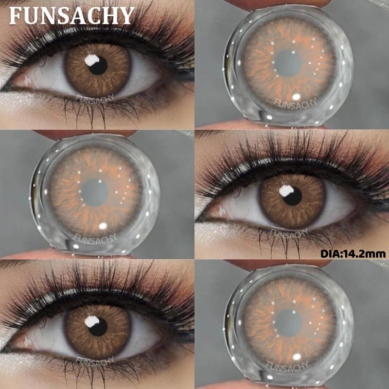 FUNSACHY 1 Pair Colored Contact Lenses Natural Big Black Eyes Blue Green Soft Contact Lenses for Women Brown Gray Contact Lenses