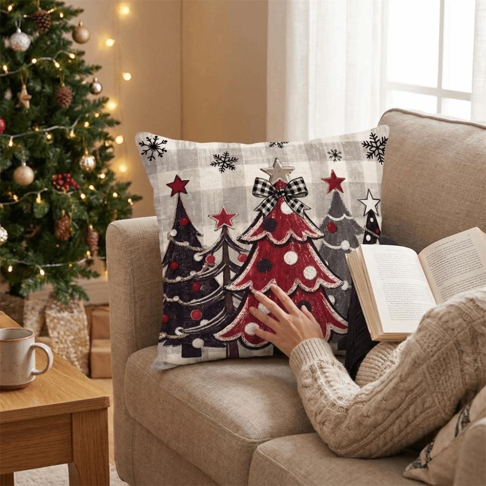 Vintage Christmas Pillow Cover Snowman Snowman Pillow Case Cute Xmas Tree Cushion Cover Home Sofa