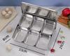 Stainless Steel Seasoning Box with Lid and Holder Tray 6/8 Compartments Rectangle Spice Container Kitchen Utensils