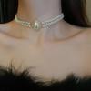 Koreanischer Stil Choker Macbeth Perlenohrring Halskette Ohrstecker Set Damen Halskette Perlen Schmuckset