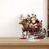 Christmas Reindeer Sleigh Santa Figurine 2d Acrylic Christmas Santa Claus on Sleigh with Reindeers Decorations Holiday Santa