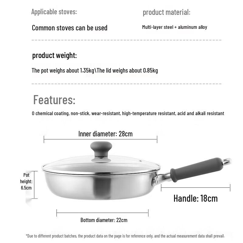 COOKER KING 28cm Titanium Nonstick Frying Pan with Lid