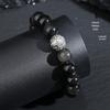 Tichiya Men's Pure Silver & Natural Obsidian Fu Bracelet - Trendy, High-End Retro Design