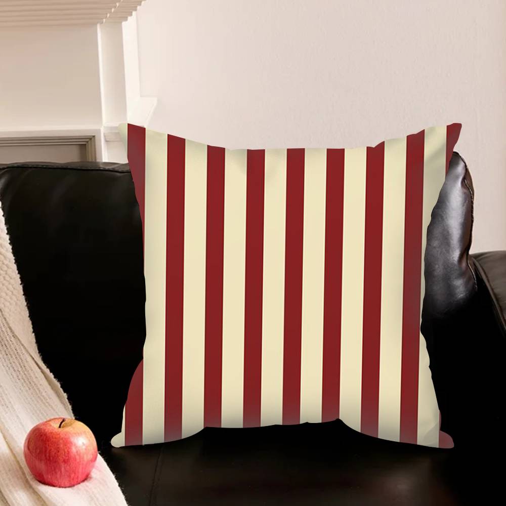 B-Burgundy White Stripe Pattern Pillowcase For Sofa Room Office Decor Printing Protector Cushion Cover Valentine Gift Custom