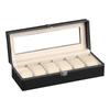1pc PU Leather Watch Box Display Case Organizer with Framed Glass Lid Elegant Contrast and Removable Pillow for Men and Women