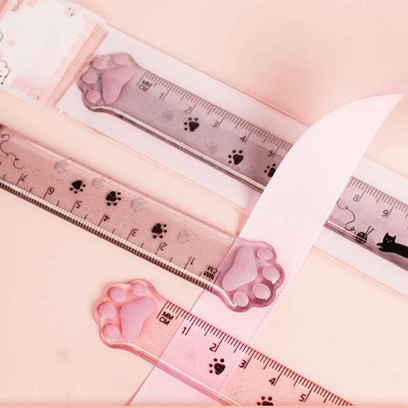 1pcs Cute Kitten Cat Claw Ruler Stationery Fun Drawing Gift Office School Measurement Drawing Ruler