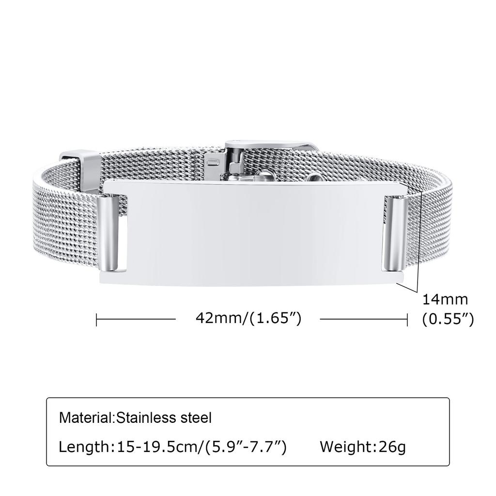 Personalized Photo Bracelet, Stainless Steel Mesh Chain Bracelet for Women Men, Adjustable Chain 5.9" To 7.7