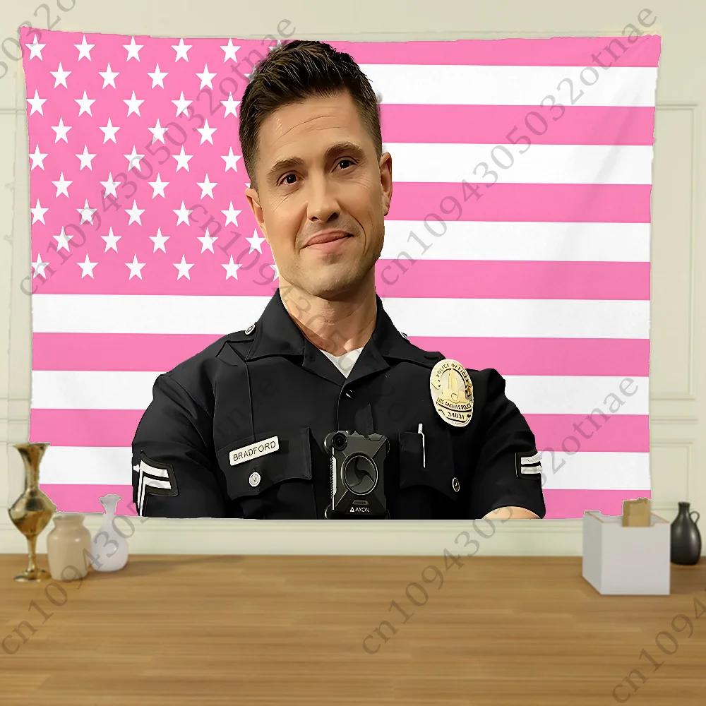 Polizisten-Tribut-Wandteppich Patriotisches Amerikanisches Flaggen-Design Perfekt für Wohnzimmerdekoration Moderner Stil Verschönern Sie Ihren Raum