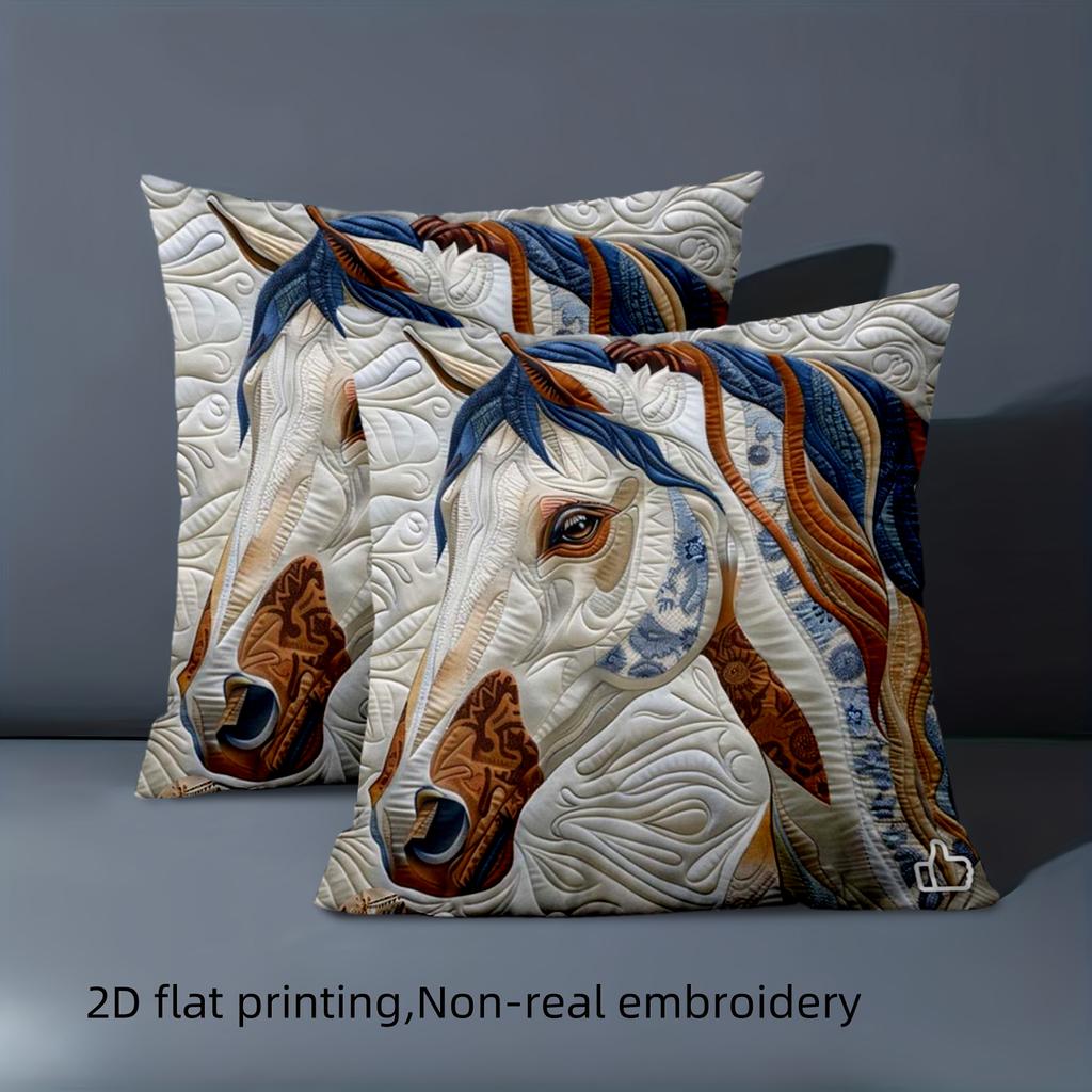 1 pillowcase 2D flat printing Horse Patterned Cushion 2D Flat Printed Polyester pillowcase sofa decorative cushion cover
