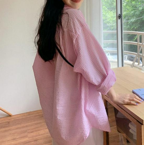 

Корейский шикарный клетчатый хлопковый солнцезащитный пиджак на весну Large