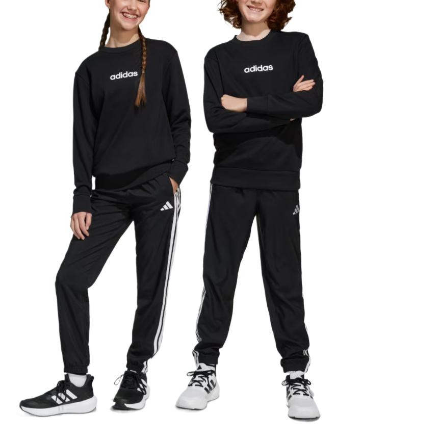 Adidas Long Pants With Drawstring Elastic Waist Soft Comfortable Fashionable Breathable Kids bottoms Black JD6500
