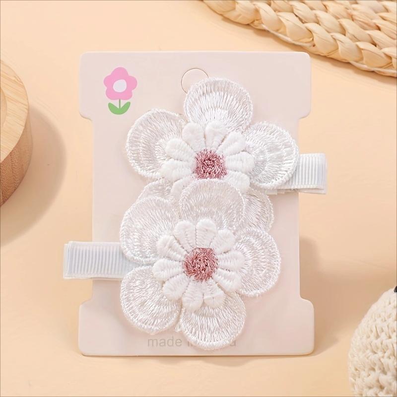 

2PCS Ins Daisy Flower Hair Clips Baby Girl Hairpins for Kids Lace White Barette Princess Hooks Infant Cute Accessories Korean
