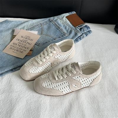 Schafsleder Sommer neu Mesh atmungsaktiv weiche Sohle vielseitig Damen Retro Leder lässig Sport