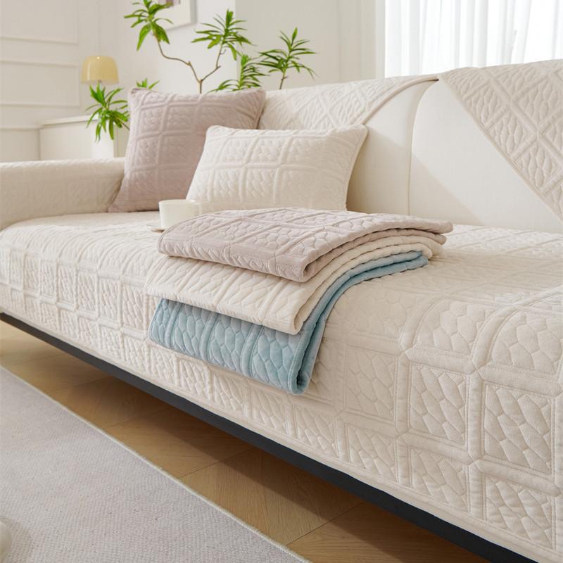 Milk Velvet Sofa Cushion Shaggy Back Arm Cushion Towel Sofa Cover
