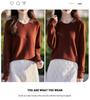 Women's Merino Wool Turn-Down Collar Cardigan Pullover Sweater - Fashionable Knitwear Base Layer.