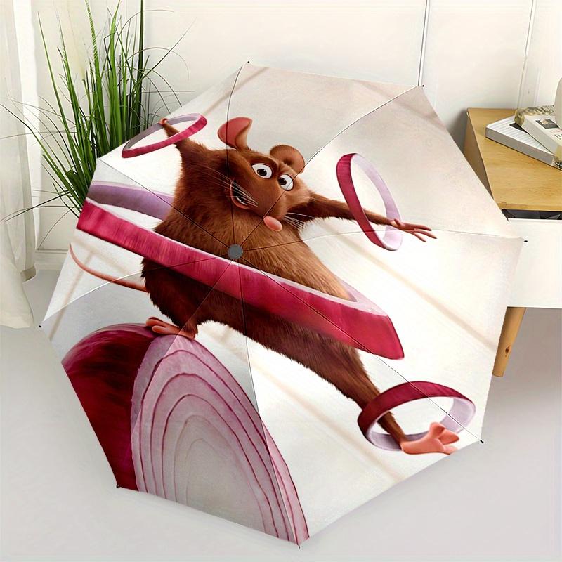 

Disney Ratatouille Automatic Open/Close Umbrella - Cute Umbrella with Cute Design, Portable 3-Fold Compact Umbrella for Men & Women, Valenti