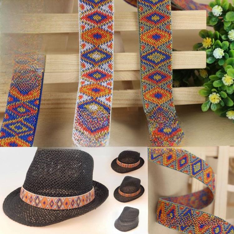 25mm Wide Colorful Ethnic Jacquard Elastic Band for Clothing, Shoes, and Hats