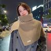 Contrast Color High Collar Shawl Warm Knitted Shawl Simple Shawl Wraps  Autumn