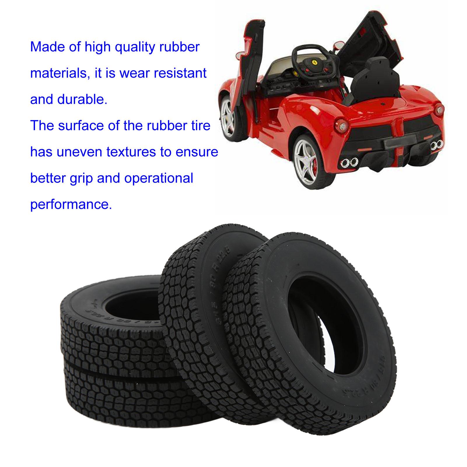 

4pcs RC Front and Rear Rubber Tyres 22mm Width Wheel Tires for Tamiya 1/14 RC Trailer Upgrade Parts
