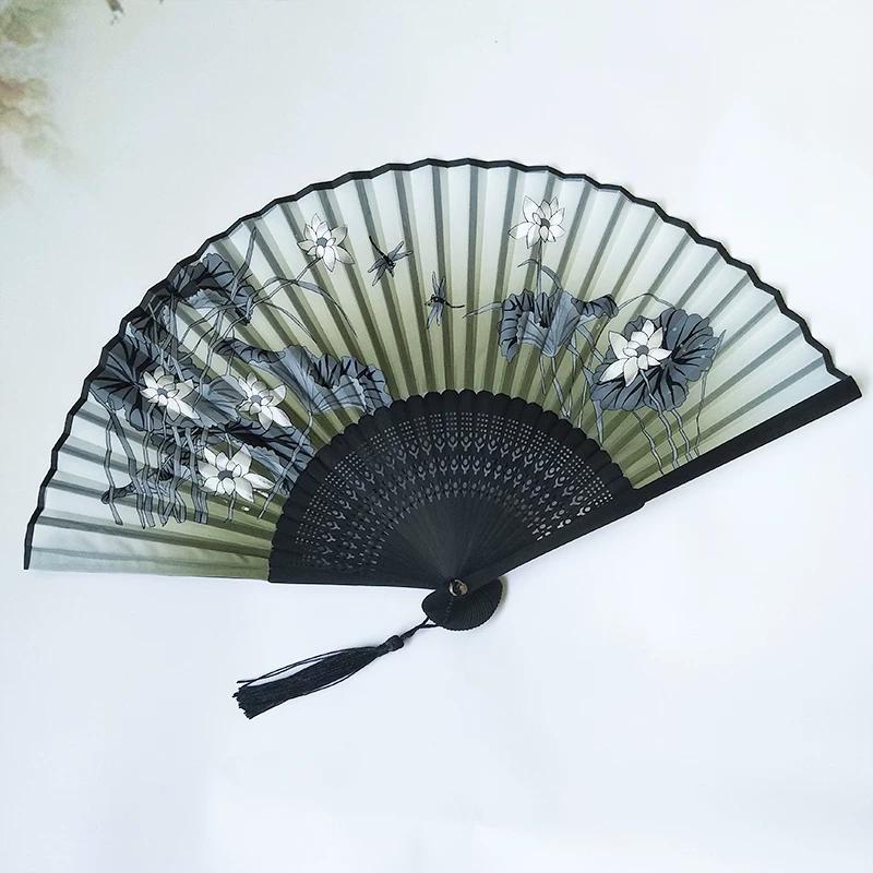 Elegant Fan Hall Retro Style Folding Fan Female Summer Japanese Style Portable Portable Tassel Small Folding Fan Chinese Style Han Costume Fan