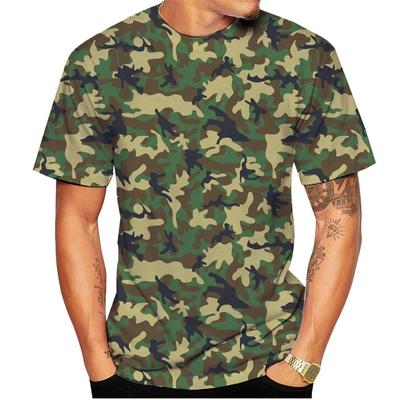 Camiseta de camuflaje con estampado 3D para hombre, ropa informal de manga corta para acampar al aire libre, deportes, gimnasio, fitness, soldado