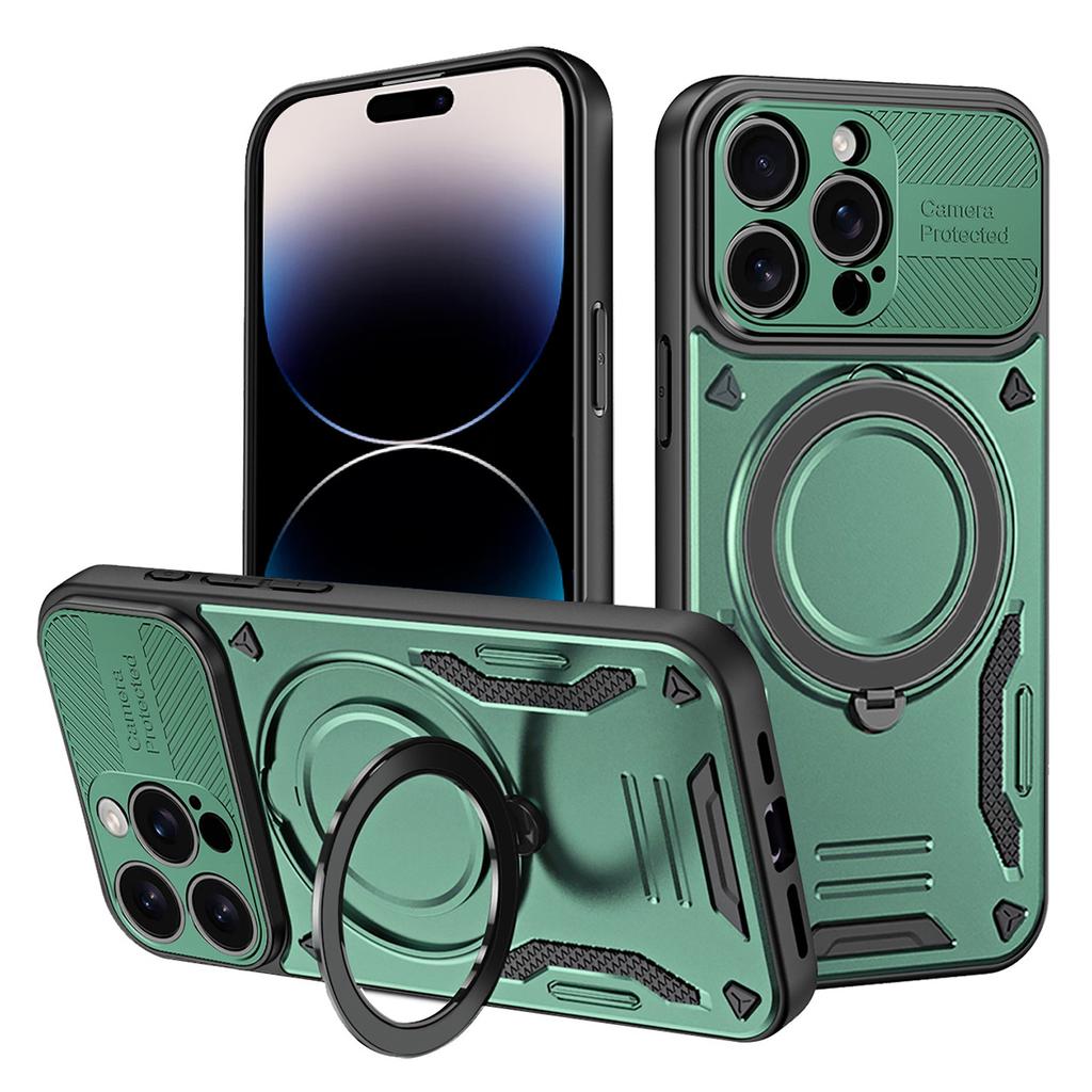 For iPhone 14 Pro Max Case Compatible with MagSafe Shockproof TPU + PC Phone Back Cover with Kickstand