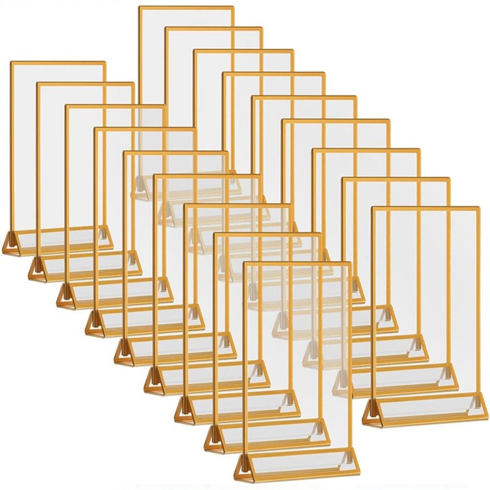 With Base Acrylic Golden Sign Holder DIY Table Cards Picture Frame  Dinner Party