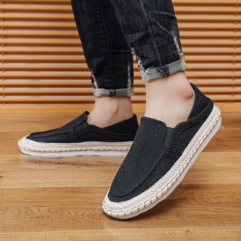 One-pedal men's casual lazy shoes flat-soled beanie shoes linen breathable fisherman shoes