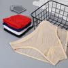 Men Briefs Mid-rise Perspective Thin Underwear with Separate Pouches Solid Color Soft Texture Breathable Elastic Panties