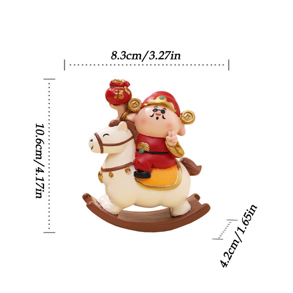 Resin God Of Fortune Statue Chinese Resin Desktop Decoration Rocking Horse Decoration For Cars Shop Home School Offices Cafes