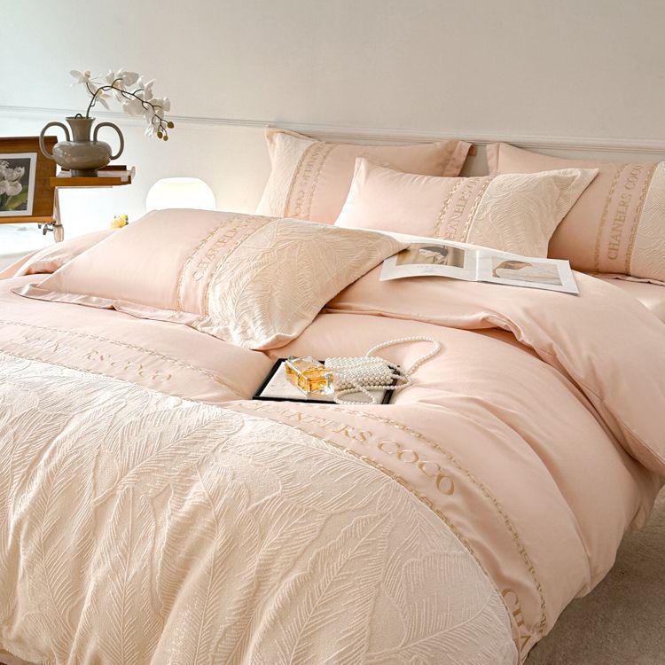 Spring Luxe 100% Cotton 4-Piece Bedding Set: Embroidered Duvet Cover, Sheet, and Fitted Sheet