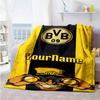 Borussia Dortmund Personalized Text Blanket Gift Customizable Blanket Soft Warm Cozy Perfect for Bed Seaside Nap Office All-Season Use
