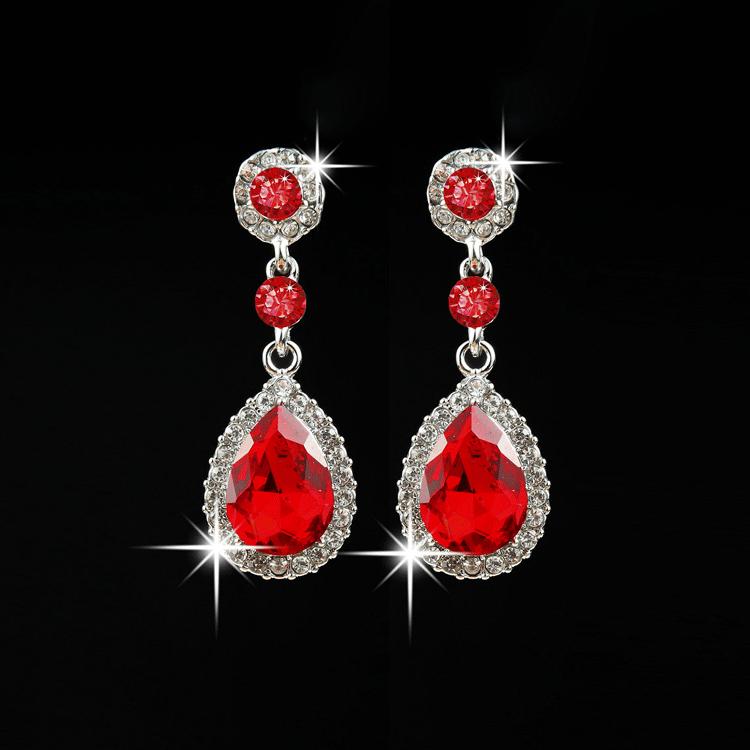 Versatile European  American Crystal Water Drop Dangle Earrings for Women