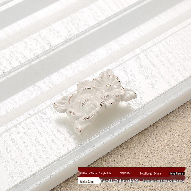 Ivory White Zinc Alloy Minimalist Round Pull Handle for Cabinets and Drawers