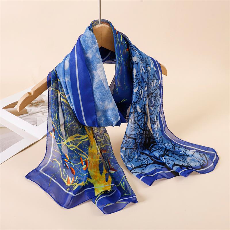 Fashion Floral Chiffon Hijab Cachecol Female Lady Bandanas Beach Towels Summer Muslim Veil Women's Foulard