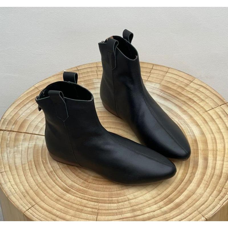 

Дизайнерские женские туфли на плоской подошве Модные ботильоны Ретро Повседневные Большого размера Короткие ботинки Молния Однотонные Теплые Плоские Zapatos Mujer 42 чёрный