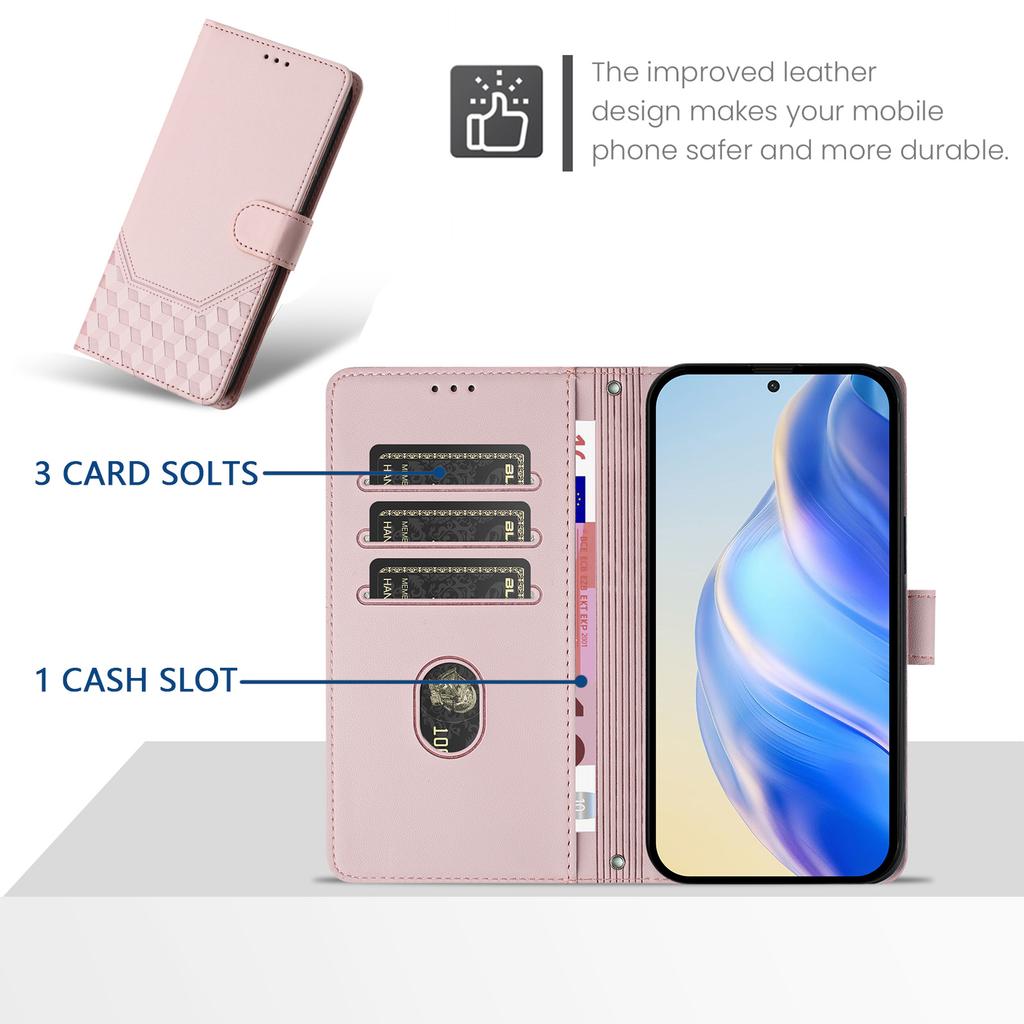 For Samsung Galaxy A16 5G/A16 4G Case Imprinted Honeycomb RFID Blocking Leather Phone Cover with Strap